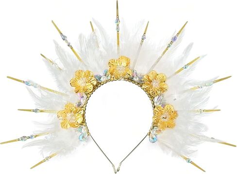 JeVenis Feather Headpiece 1920s Carnival Accessories Headdress Mardi Gras Rave Festival for Women Flapper Costume Supplies in Saudi Arabia