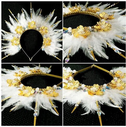 JeVenis Feather Headpiece 1920s Carnival Accessories Headdress Mardi Gras Rave Festival for Women Flapper Costume Supplies in Saudi Arabia