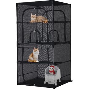 حاوية قطط خارجية من Rockever 4 طبقات Catio، قفص قطط مقاس 72.4 بوصة مع إمكانية الوصول إلى النافذة، بيت قطط داخلي خارجي للقطط المتعددة، فناء قطط كبير 6 أبواب مع سقف مقاوم للماء للأشعة فوق البنفسجية in Kuwait