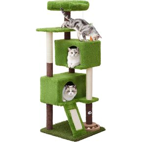 Cat Tree Tower with Large Hammock 54in Multi-Level Cozy Large Cat Tree with 2 Condo Top Perch Scratching Posts and Fun Cat Toys for Indoor Cats（Light Gray） in Kuwait