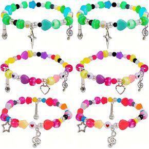6 Pcs Korea-pop Demon Inspired Bracelet Set, Stretchable Friendship Beaded Wristbands Stackable Cosplay Jewelry Merch Gifts for Fans Collection Concert Party Favors in Saudi Arabia
