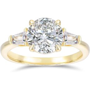 14K White Gold Round Cut Engagement Ring 2CT Round Cut Moissanite Rings 2 Carat 3 Stone Moissanite Engagement Ring for Women in Kuwait