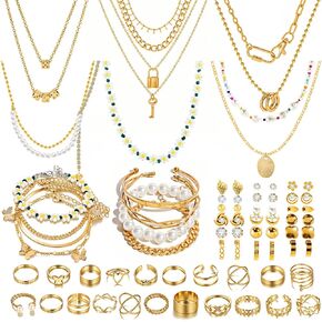 Gold Plated Jewelry Set for Women Fashion Costume Jewelry Necklace Bracelet Earrings Set for Christmas, Valentine's Day, Wedding in Saudi Arabia