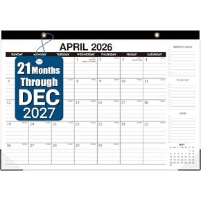 تقويم مكتب 2026-2027 - تقويم مكتب/جدار كبير لمدة 18 شهرًا، يناير 2026 - يونيو 2027، 17 بوصة × 11.5 بوصة، ورق سميك، كتل كبيرة مسطرة، غطاء بلاستيكي شفاف - مثالي للمدرسة المنزلية وتنظيم المكتب in Kuwait