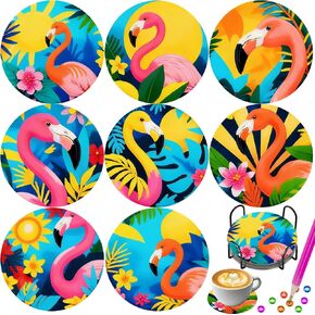 Diamond Art Coasters 8 Pack with Holder DIY Diamond Painting Coasters Crafts Diamond Art Kits for Adults Beginners Gifts for Women Man 4X4 in (Cactus-8pc) in Saudi Arabia