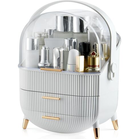 CANITORON Makeup Organizer,Skincare Organizer with 2 Drawers and Transparent Cover,Cosmetic Display Case for Vanity Organizer and Bathroom Countertop Storage.(Sage Green) in Saudi Arabia