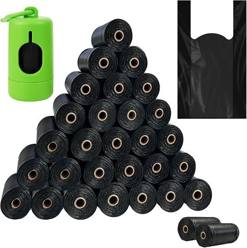 Dog Poop Bags with Handles and Dispenser, 120 count scented Thick & Leak-Proof Unscented Black Poop Bag for Dogs and cats, Cat Litter Bags with handles (8 rolls) in Saudi Arabia
