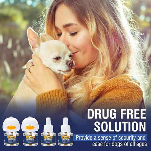 مجموعة ناشر فرمونات مهدئة للكلاب 6 في 1 لتلطيف ناشر الفيرومونات للتهدئة (2 قابس + 4 × 48 مل إعادة تعبئة) لتخفيف القلق وتقليل العدوانية ومكافحة الإجهاد والنباح كمية تكفي 120 يومًا in Kuwait