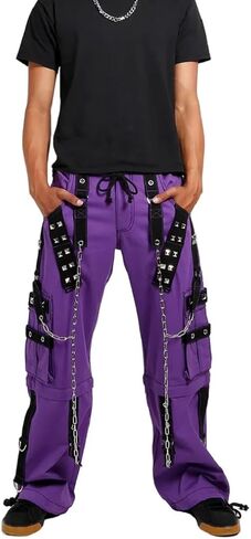 Gothi Pants Bondage Men Pant Alternative Punk Rock Transformer Trouser Purple Baggy Pants/USA in Saudi Arabia