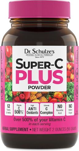Dr. Schulze's Super-C Plus - Vitamin C Supplement for Immune Support - Skin Health & Antioxidant Support - High-Potency Formula - Plant-Based Superfood - Gluten-Free & Vegan, 2 oz (20 Serving), 2 Pack in Saudi Arabia