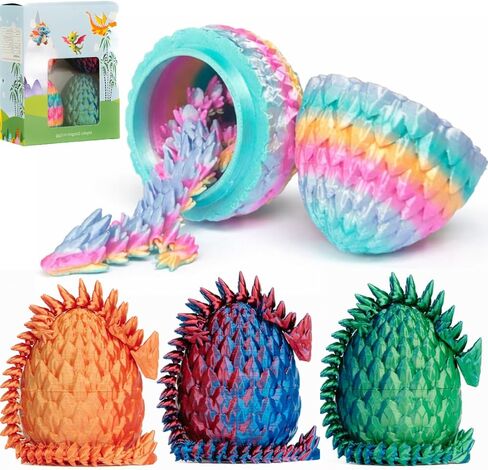 ELORION 3D Printed Dragon Eggs with Dragon Inside – Fantasy Tabletop Decor, 3D Printing Toy for Kids – Unique Desktop Decoration & Collectible – Christmas Ornament & Stocking Stuffers (4 PCS) in Saudi Arabia
