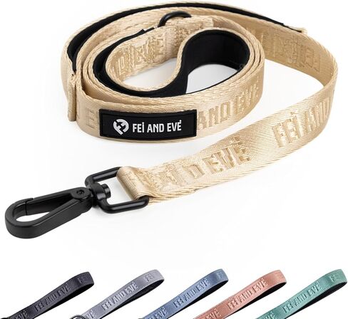 2026 New Edition, Fei & Eve Classic Dog Leash - 6FT, Dual Padded Handles, 360° Swivel Hook, Heavy Duty 210D Nylon - No-Pull Design with Traffic Control Handle - for Small/Medium/Large Dogs, Champagne in Saudi Arabia