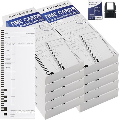 44100-10 200 Time Cards – Compatible with Pyramid 4000/4000Pro/4000ProK & 5000 Series Time Clocks – Weekly Single-Sided, 3.5"×9", 2 Boxes of 100 (#1–#100) in Kuwait
