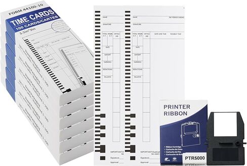 44100-10 200 Time Cards – Compatible with Pyramid 4000/4000Pro/4000ProK & 5000 Series Time Clocks – Weekly Single-Sided, 3.5"×9", 2 Boxes of 100 (#1–#100) in Kuwait