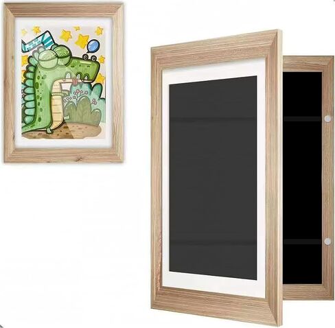 Kids Art Display and Photo Frame – A4 Double Magnetic Closure for Wall or Stand, Holds 100 Artworks – MDF Wood & Shatter-Resistant Plexiglass – 33 cm x 24.2 cm - (White) in Saudi Arabia