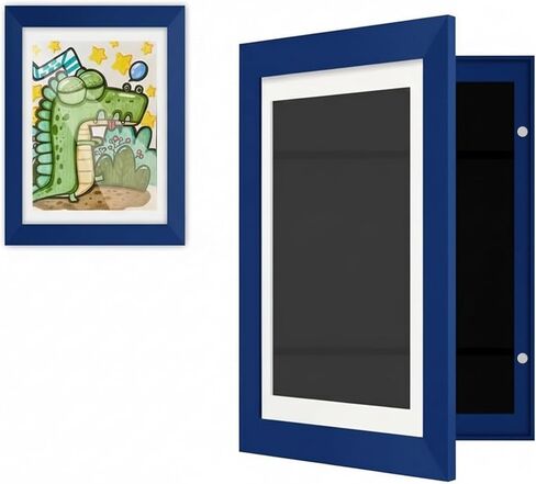 Kids Art Display and Photo Frame – A4 Double Magnetic Closure for Wall or Stand, Holds 100 Artworks – MDF Wood & Shatter-Resistant Plexiglass – 33 cm x 24.2 cm - (White) in Saudi Arabia