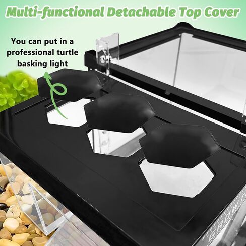 Turtle Basking Platform 7.87 x 5.51 x 5.51inch Hanging Basking Platform for Aquatic Turtles with Lid and Ramp Adjustable Reptile Ramp Dock Turtle Tank Accessories (Small) in Saudi Arabia
