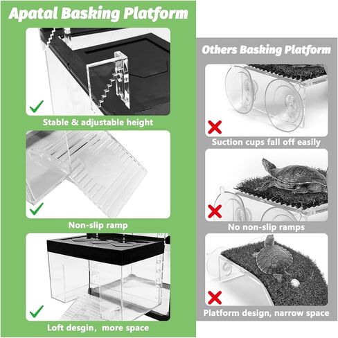 Turtle Basking Platform 7.87 x 5.51 x 5.51inch Hanging Basking Platform for Aquatic Turtles with Lid and Ramp Adjustable Reptile Ramp Dock Turtle Tank Accessories (Small) in Saudi Arabia