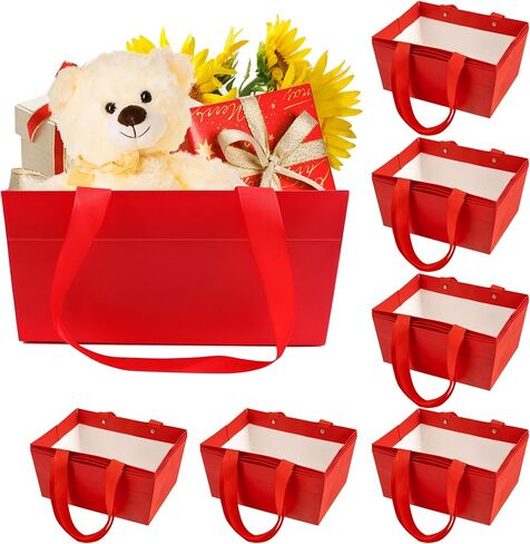 Orchidleaf 24 Pcs Basket for Gifts Empty DIY Bulk Empty Gift Basket 6.5 x 9.8 Inch Kraft Empty Gifts Baskets to Fill with Handles for Party, Weddings, Thanksgiving, Graduation Season (Brown) in Saudi Arabia
