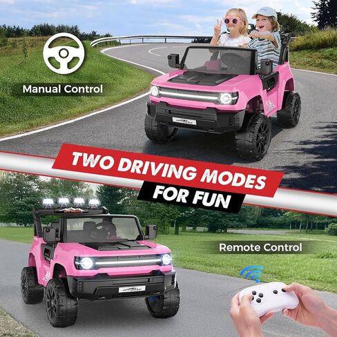 ألعاب ركوب كهربائية 24 فولت من Hikole للأطفال الكبار 4-8، سيارة كهربائية XL بمقعدين مع جهاز تحكم عن بعد، مفتاح 4WD/2WD، مقاعد فسيحة مقاس 22 بوصة، إضاءة LED ساطعة، مساحة تخزين إضافية، بلوتوث وMP3، 3 سرعات، أخضر in Kuwait