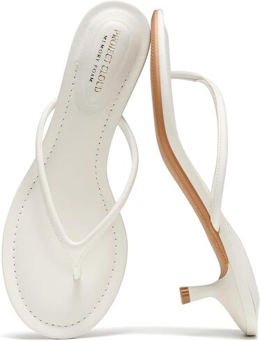 Project Cloud 100% Genuine Leather Kitten Heels for Women Footwear - Memory Foam Fashion Thong Heels for Women - Lightweight Summer Sandals for Womens 2026 (Mango) in Saudi Arabia