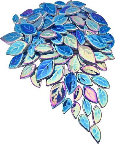 500g/1.1lb Leaf-Shaped Ceramic Mosaic Tiles,Ceramic Mosaic Pieces for Crafts,Mosaic Tiles for Home Decoration or DIY Crafts,Mosaic Making Supplies. (Dark Green) in Saudi Arabia