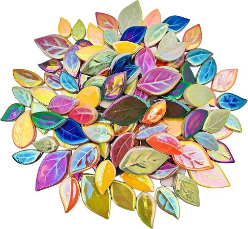 500g/1.1lb Leaf-Shaped Ceramic Mosaic Tiles,Ceramic Mosaic Pieces for Crafts,Mosaic Tiles for Home Decoration or DIY Crafts,Mosaic Making Supplies. (Dark Green) in Saudi Arabia