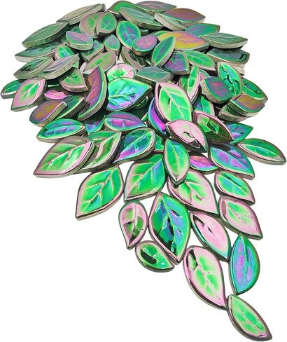 500g/1.1lb Leaf-Shaped Ceramic Mosaic Tiles,Ceramic Mosaic Pieces for Crafts,Mosaic Tiles for Home Decoration or DIY Crafts,Mosaic Making Supplies. (Dark Green) in Saudi Arabia
