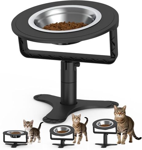 Raised Cat Bowls with Height-Adjustable Stand 15° Tilted Cat Food Bowls Non-Slip Feeder Adjusts to 2.4", 4.02",5.98" with Stainless Steel Bowls Whisker Friendly for Cats and Puppy in Saudi Arabia