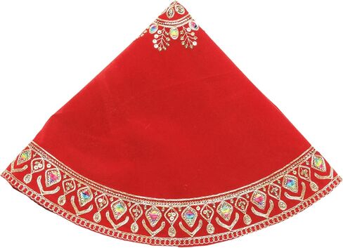 Decorative Mat Aasan Round Velvet Pooja Cloth Mat Aasan Decorative Cloth with Sequence Work for Indian Traditional Multipurpose Pooja Festival Decorations Item & Article(Size:- 21'')(Red) in Saudi Arabia