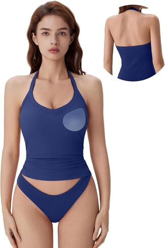 SUUKSESS Halter Tank Top for Women with Built in Bra Cotton Ribbed V Neck Cami in Saudi Arabia