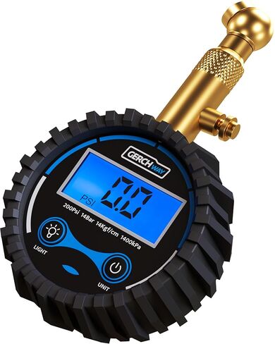 Digital Tire Pressure Gauge 200 PSI - Accurate Air Pressure Gauge for Tires with Easy-to-Read Numbers & 45° Angle Chuck in Saudi Arabia