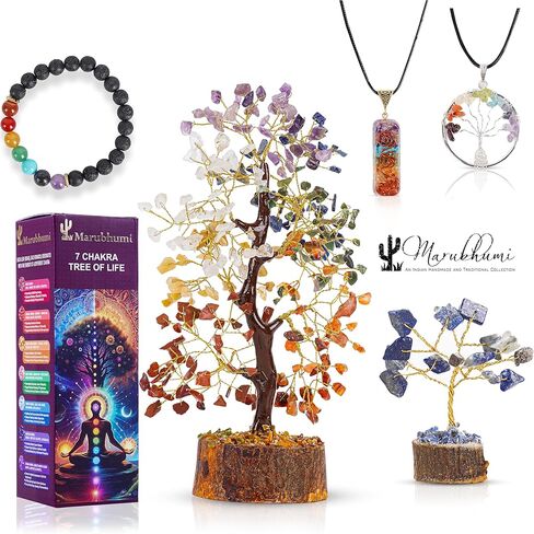 Marubhumi Crystal Tree Gift for Women, Handcrafted Tree of Life Chakra Healing Crystals & Stones for Positive Energy, Good Luck, Home and Office Desk Decor in Saudi Arabia