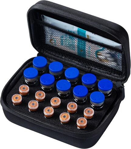 Peptide Case for 1-3ml Vials & Insulin Vial Case for 5-10ml Vials, 20 Vials Holder,Not Fit Tall 10ml Vial,Diabetes Medication Organizer, Black in Saudi Arabia