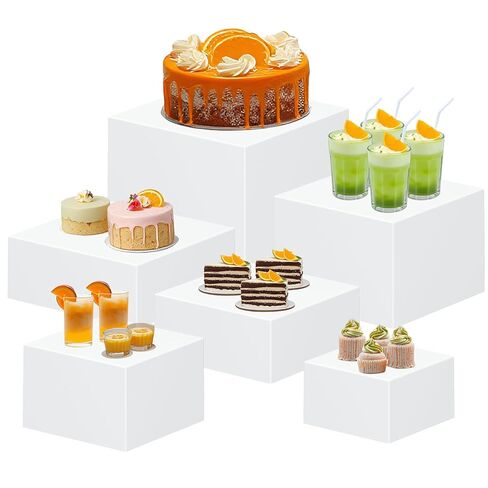 6pcs البوفيه الناهضون ، وناهدات الأطعمة الأكريليك لطاولة البوفيه ، وارتفعات الصعود التعشيش على رف الوقوف لمقتنيات مجوهرات الحلوى الحزبية (الحجم 5 "، 6" ، 7 "، 8" ، 9 "، 10") in Kuwait