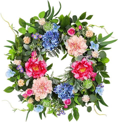 24" Fall Wreaths for Front Door, Autumn Wreath with Pumpkins, Sunflowers, Daisies, Berries. Thanksgiving Harvest Front Door Wreath Decor, Farmhouse Outdoor Halloween Large Wreaths for Outside/Indoor in Saudi Arabia