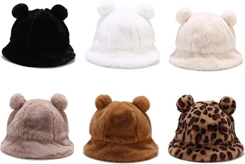 قبعة دلو من الفرو الصناعي الدافئ للشتاء من Umeepar، قبعة منفوشة بوم بوم للنساء والرجال in Kuwait