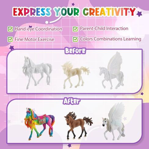 DoubleFill 20 Pcs Unicorn Arts and Crafts Kit for Kids or Girls Ages 3+ Paint Your Own Unicorn Paintable Figurines with Painting Kits Decorate and Drawing 3D Toys for Children Gift Birthday Party (2) in Saudi Arabia