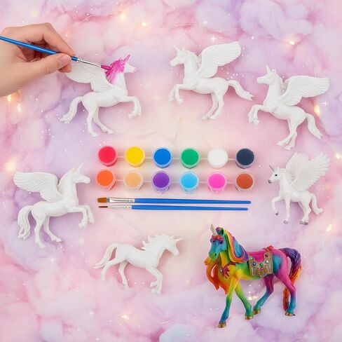 DoubleFill 20 Pcs Unicorn Arts and Crafts Kit for Kids or Girls Ages 3+ Paint Your Own Unicorn Paintable Figurines with Painting Kits Decorate and Drawing 3D Toys for Children Gift Birthday Party (2) in Saudi Arabia
