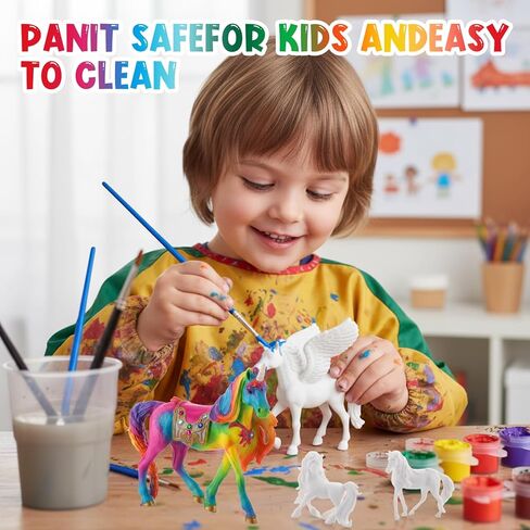 DoubleFill 20 Pcs Unicorn Arts and Crafts Kit for Kids or Girls Ages 3+ Paint Your Own Unicorn Paintable Figurines with Painting Kits Decorate and Drawing 3D Toys for Children Gift Birthday Party (2) in Saudi Arabia