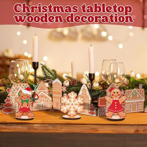 32 Inch Wooden Christmas Village Christmas Santa Tabletop Decoration Vintage Table Signs Plaques Foldable Farmhouse Centerpiece Xmas Village Decor for Home Kitchen Table Desk in Saudi Arabia