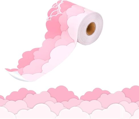 32ft Blue Clouds Bulletin Board Borders Tropical Sky Die-Cut Bulletin Board Trims Self Adhesive Scalloped Borders Decorations Stickers for School Classroom Office Chalkboard Desk in Saudi Arabia