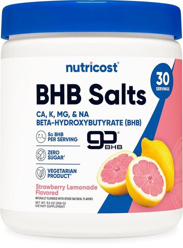 مزيج مشروب أملاح Nutricost BHB (30 حصة، بنكهة عصير الليمون والفراولة) (5 جرام BHB لكل حصة) - 0 جرام إجمالي السكريات، منتج نباتي in Saudi Arabia