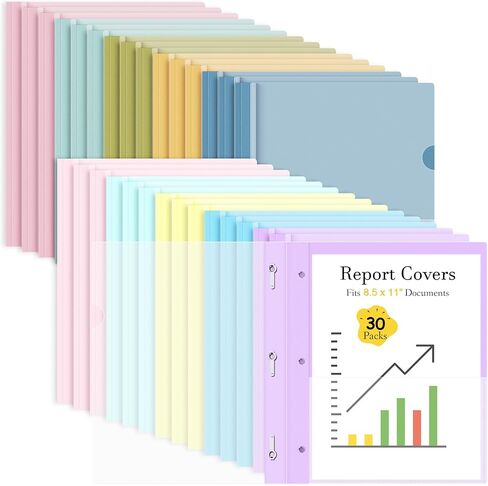 Ndsox 5 Pack Plastic Report Covers with 3-Prong Fasteners, 5 Colors Project Presentation Folders for Letter Size Paper, Resume & Document, Clear Front Report Covers Binder Bulk for Office Business in Saudi Arabia