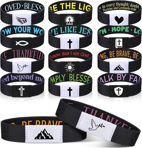 Landical 24 Pack NFC Bible Verse Bracelets Christian WWJD Scripture Wristbands for Women Men Tap-to-Read Devotional with Phone Faith Gifts for Baptism Wedding Graduation in Saudi Arabia