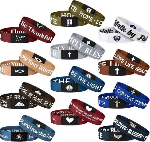 Landical 24 Pack NFC Bible Verse Bracelets Christian WWJD Scripture Wristbands for Women Men Tap-to-Read Devotional with Phone Faith Gifts for Baptism Wedding Graduation in Saudi Arabia