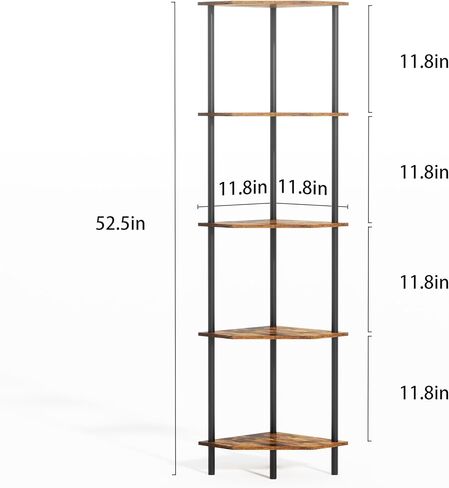 حامل رف زاوية، وحدة رف تخزين قائم بإطار معدني، رف كتب ضيق مع حامل عرض نباتي بني فاتح LED، خزانة زاوية متعددة الوحدات لغرفة النوم وغرفة المعيشة (6 طبقات) in Kuwait