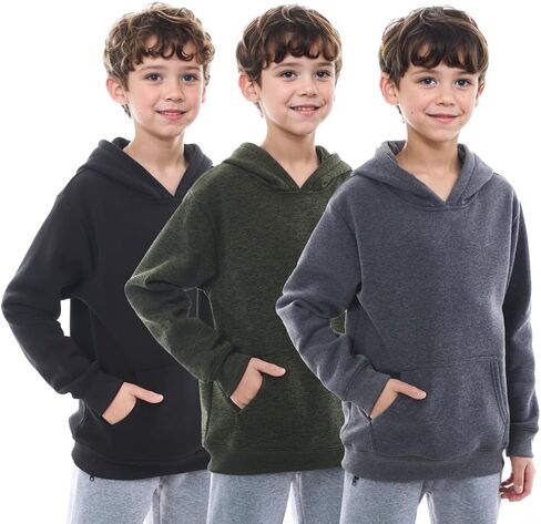 مجموعة من 3 قطع من هوديس للأولاد من الصوف الكلاسيكي وسترات بسحاب للأطفال من عمر 6 إلى 20 عامًا in Kuwait