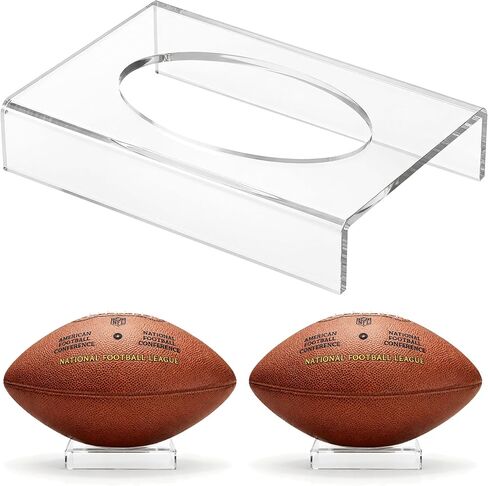Happyseason 2-Pack Football Display Stand, Clear Acrylic Display Holder for Full Size, Youth, College, Mini Autographed Collectible Football & Rugby Ball, Sports Room Décor in Saudi Arabia