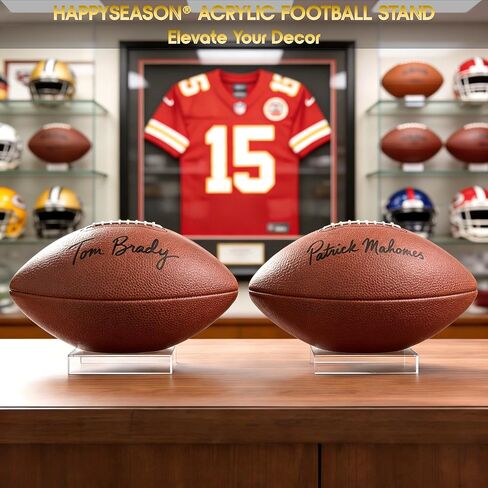 Happyseason 2-Pack Football Display Stand, Clear Acrylic Display Holder for Full Size, Youth, College, Mini Autographed Collectible Football & Rugby Ball, Sports Room Décor in Saudi Arabia